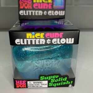 Viral Blue NeeDoh Nice Cube Glitter & Glow Super Solid Squish -Fast Ship